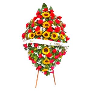 Corona Fúnebre Trípode con Rosas y Girasoles a Domicilio en Cali - Imagen 2